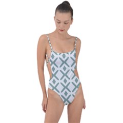 Texture Sign Deaign Tie Strap One Piece Swimsuit