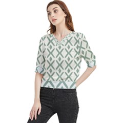 Texture Sign Deaign Quarter Sleeve Blouse