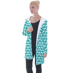 Background Pattern Colored Longline Hooded Cardigan