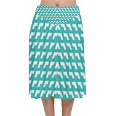 Background Pattern Colored Velvet Flared Midi Skirt