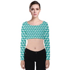 Background Pattern Colored Velvet Long Sleeve Crop Top