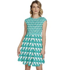 Background Pattern Colored Cap Sleeve High Waist Dress by anzea