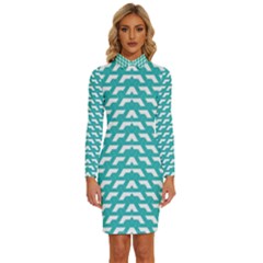 Background Pattern Colored Long Sleeve Shirt Collar Bodycon Dress