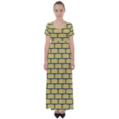 Pattern Wallpaper High Waist Short Sleeve Maxi Dress