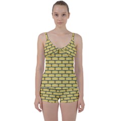 Pattern Wallpaper Tie Front Two Piece Tankini