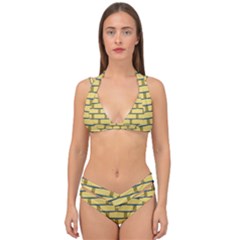 Pattern Wallpaper Double Strap Halter Bikini Set