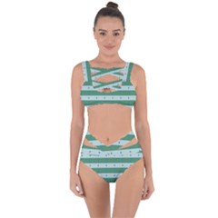 Pattern Triangle Bandaged Up Bikini Set 