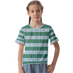 Pattern Triangle Kids  Cuff Sleeve Scrunch Bottom T-shirt