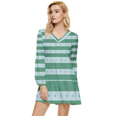 Pattern Triangle Tiered Long Sleeve Mini Dress