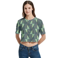 Texture Triangle Women s Round Neck Short Sleeve Crop Top by anzea