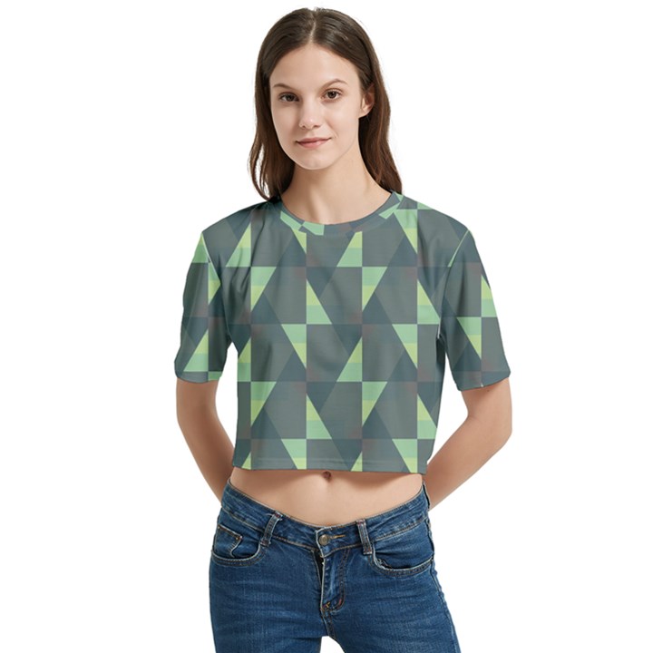 Texture Triangle Women s Round Neck Short Sleeve Crop Top