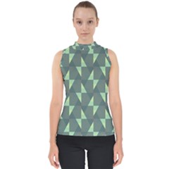 Texture Triangle Mock Neck Shell Top by anzea