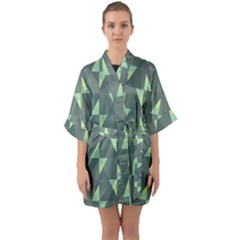 Texture Triangle Half Sleeve Satin Kimono 