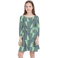 Texture Triangle Kids  Quarter Sleeve Skater Dress by anzea