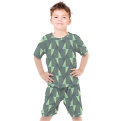 Texture Triangle Kids  T-shirt And Shorts Set