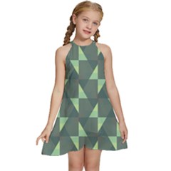 Texture Triangle Kids  Halter Collar Waist Tie Chiffon Dress by anzea