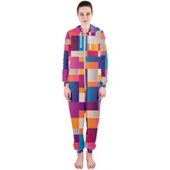 Abstract Geometry Blocks Hooded Jumpsuit (ladies)