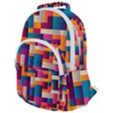 Abstract Geometry Blocks Rounded Multi Pocket Backpack View1