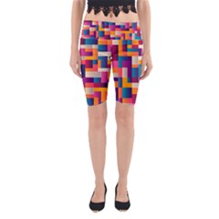 Abstract Geometry Blocks Yoga Cropped Leggings by anzea