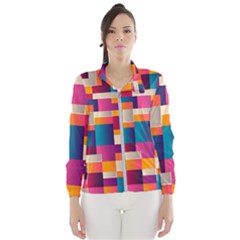 Abstract Geometry Blocks Women s Windbreaker