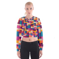 Abstract Geometry Blocks Cropped Sweatshirt