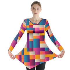 Abstract Geometry Blocks Long Sleeve Tunic 