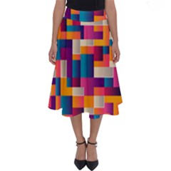 Abstract Geometry Blocks Perfect Length Midi Skirt