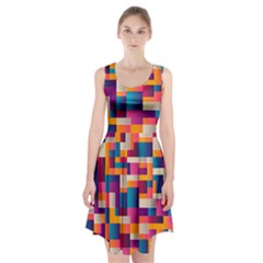 Abstract Geometry Blocks Racerback Midi Dress