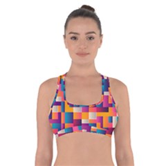 Abstract Geometry Blocks Cross Back Sports Bra