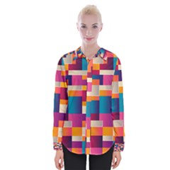 Abstract Geometry Blocks Womens Long Sleeve Shirt