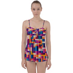 Abstract Geometry Blocks Babydoll Tankini Set