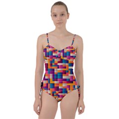 Abstract Geometry Blocks Sweetheart Tankini Set