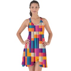 Abstract Geometry Blocks Show Some Back Chiffon Dress