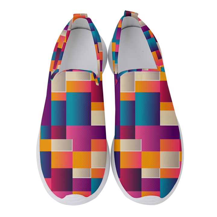 Abstract Geometry Blocks Women s Slip On Sneakers