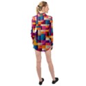 Abstract Geometry Blocks Long Sleeve Chiffon Shirt View2