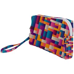 Abstract Geometry Blocks Wristlet Pouch Bag (small)