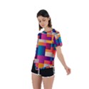 Abstract Geometry Blocks Asymmetrical Short Sleeve Sports T-Shirt View2