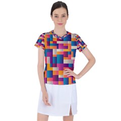 Abstract Geometry Blocks Women s Sports Top