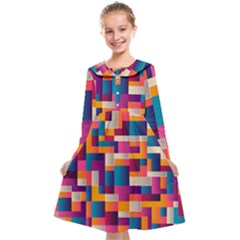 Abstract Geometry Blocks Kids  Midi Sailor Dress