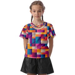 Abstract Geometry Blocks Kids  Front Cut T-shirt