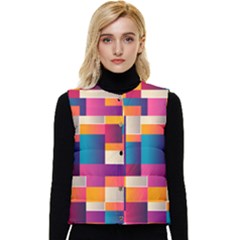 Abstract Geometry Blocks Women s Button Up Puffer Vest