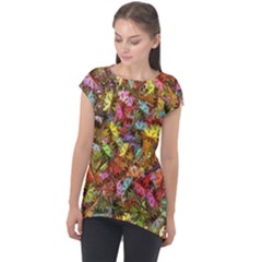 Vivid Cactus Charm Design Pattern Cap Sleeve High Low Top by dflcprintsclothing