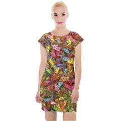 Vivid Cactus Charm Design Pattern Cap Sleeve Bodycon Dress by dflcprintsclothing