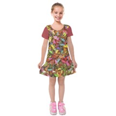 Vivid Cactus Charm Design Pattern Kids  Short Sleeve Velvet Dress