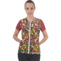 Vivid Cactus Charm Design Pattern Short Sleeve Zip Up Jacket View1