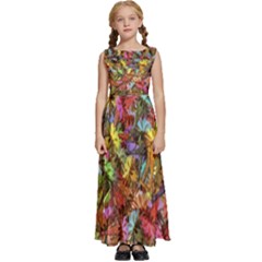 Vivid Cactus Charm Design Pattern Kids  Satin Sleeveless Maxi Dress