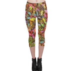 Echinopsis Terscheckii Cactus Motif Random Colored Pattern Capri Leggings 