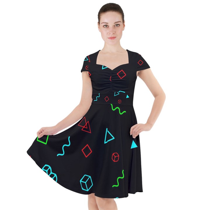 Amoled Cap Sleeve Midi Dress With Pockets