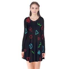 Amoled Long Sleeve V-neck Flare Dress by kyorashop23