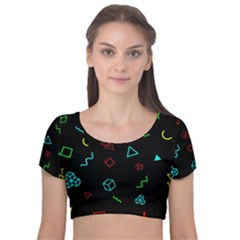 Amoled Velvet Short Sleeve Crop Top  by kyorashop23